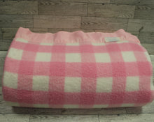 Load image into Gallery viewer, Vintage Stevens-Utica Pink Checked Blanket - 84&quot; x 68&quot; - Used