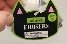 Load image into Gallery viewer, Set of 60 Halloween Bat Shaped Erasers - New