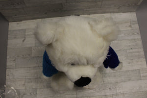 Christmas Plush Bear with Snowman Sweater - 13" Tall - Used