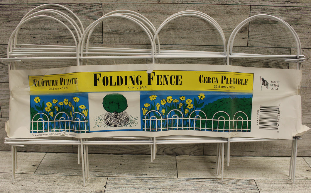 White Round Folding Garden Fence - 9 in x 10 ft - New