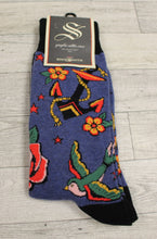 Load image into Gallery viewer, Sock Smith Men's Graphic Cotton Crew Socks - 10-13 - Navy Heather - New