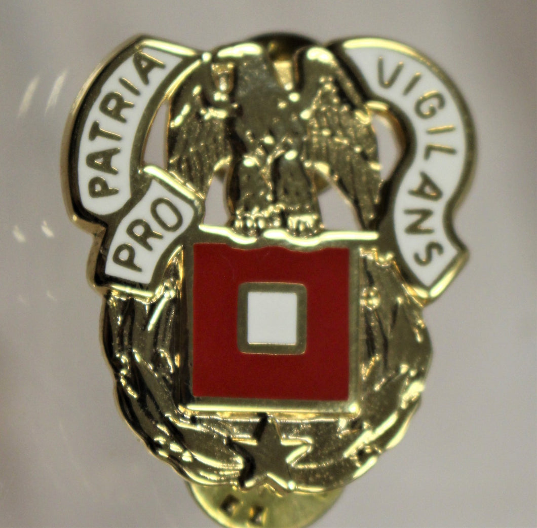 Army Corps Crest: Signal Regimental (Pro Patria Vigilans) Pin - Used