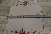 Load image into Gallery viewer, Vintage Christmas Embroidered Oval Dolly Placemat - Set of 2 - Scallops - Used