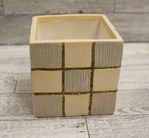 Christmas Santa Ceramic Square Holiday Cube for Candles or Crafts - New