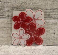 Load image into Gallery viewer, Michaels Felt Flowers - Set of 4 - Red/White - New