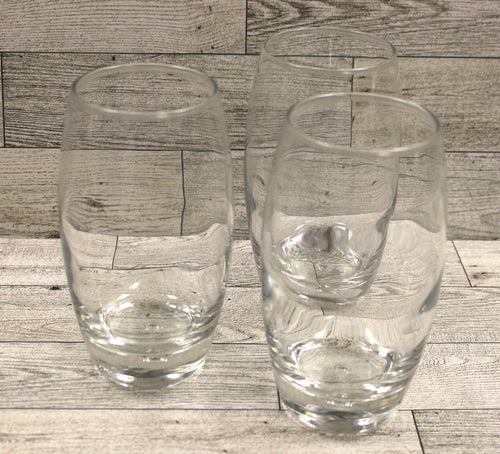 Set of 3 Old Fashion Whiskey Beer Drinking Glasses - Clear - Used