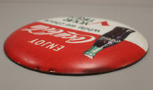 Load image into Gallery viewer, Vintage Style &quot;Enjoy Coca-Cola While We Check Your Tires&quot; Metal Round Tin Sign
