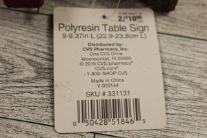 "Harvest" Polyresin Table Sign Decor - Length 9.37" - New