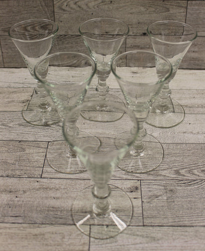 Vintage Pressed Glass Wine Champagne Cordial Flute Glasses - Set of 6