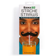 Load image into Gallery viewer, Stache Straws - 6 Mustache Clips - Birthday Party Funny Clips - Black - New