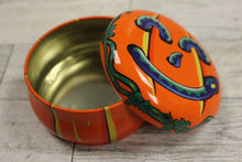 Load image into Gallery viewer, Vintage Halloween Jack-O-Lantern Serpent Pumpkin Candle Tin - Used