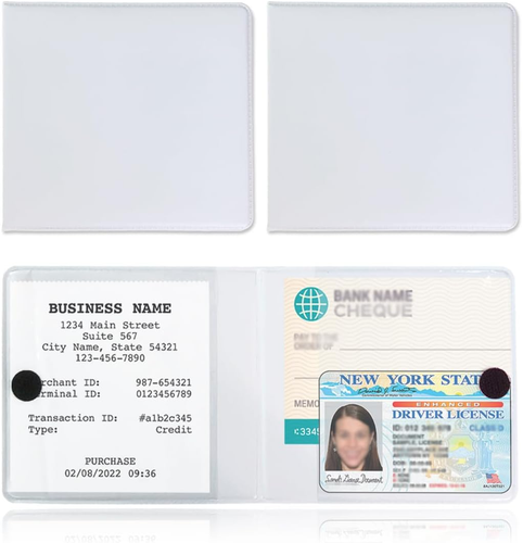 Pack of 2 Car Registration & Insurance Holders - White - ID License Keeper - New
