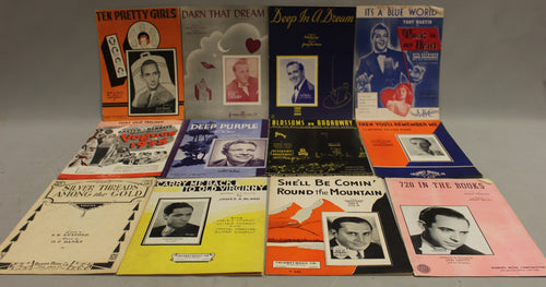 Lot of 38 Vintage Music Sheets - James Bland, Jan Savitt, Bing Crosby, & More