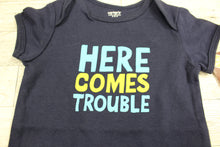 Load image into Gallery viewer, Carter&#39;s Baby Bodysuit - Here Comes Trouble - 12 Months - Navy Blue - New