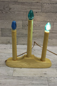 Vintage Set of 3 Christmas Window Candle Lights with Wax Drip - Used