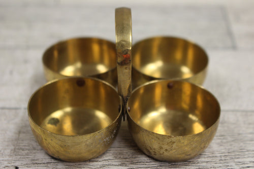 Brass Chowmukh Haldi 4 Bowl Holder - Used