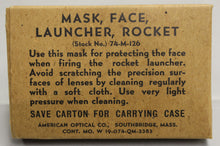 Load image into Gallery viewer, WWII Us Army Rocket Launcher Face Mask In Original Box - 74-M-126 - New
