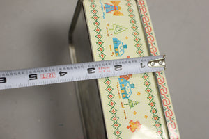 Vintage Cross Stitch Happy Holiday Christmas Tin - Rectangular Shaped- Used