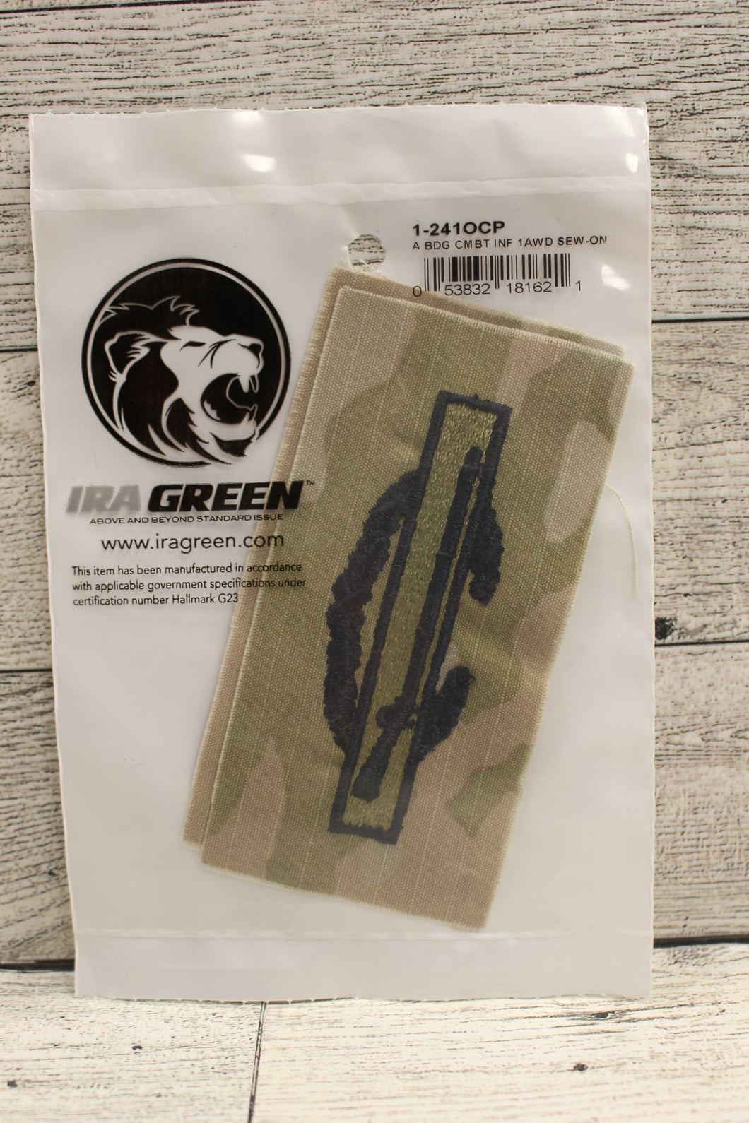 IRA Green US Army Combat Infantry 1AWD Patch - Sew On - Set of 2 - New