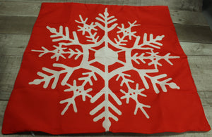 Winter Christmas Snowflake Throw Pillow Cover W/ Zip - Red & White - New