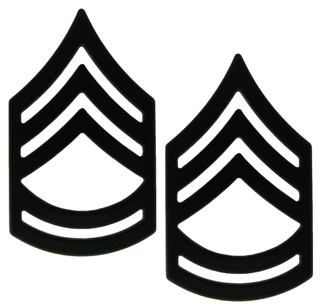 Pair of US Army E-7 Sergeant 1st Class (SFC) Pins Rank Insignia - Black - New