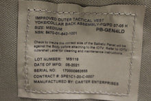 Load image into Gallery viewer, Improved Outer Tactical Vest Yoke/Collar Back Assembly - Medium - Used