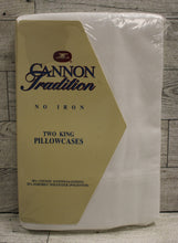 Load image into Gallery viewer, Cannon Tradition Pack of 2 King Pillowcases - No Iron Muslin - White - New
