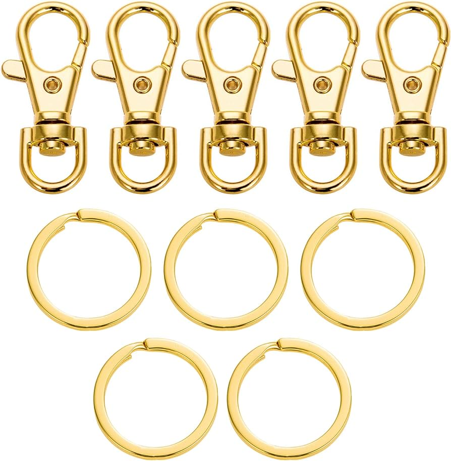 5 Set Key Chain Flat Key Rings Swivel Clasps Snap-On Keychain - Round ...
