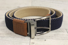 Load image into Gallery viewer, Tommy Bahama Men&#39;s L/XL (38-42) Reversible Stretch Cord Belt - Tan/Navy - Used