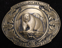 Load image into Gallery viewer, Vintage 1987 Montana Centennial Brass Belt Buckle - #473 - Grizzly - New