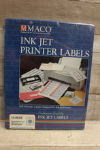 Load image into Gallery viewer, Maco Inkjet Printer Labels - IJ-2025 - 1&quot; x 4&quot; - 500 Label Pack - White - New