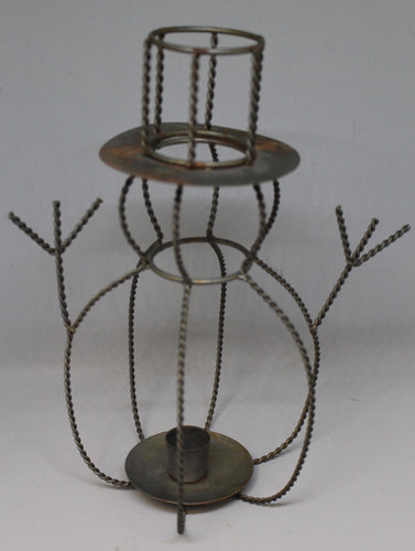 Vintage Round Snowman Taper Candle Holder - 9.5
