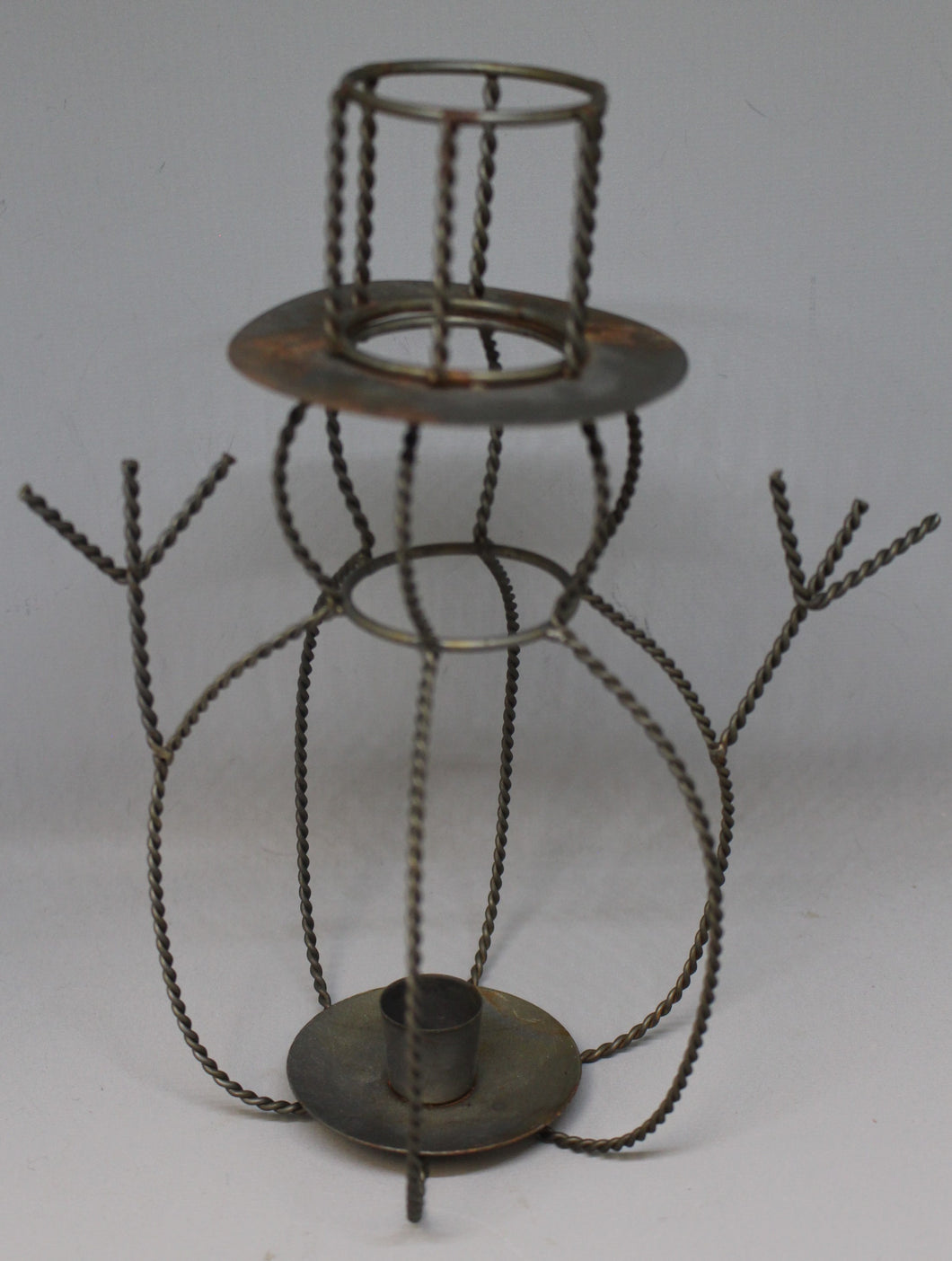 Vintage Round Snowman Taper Candle Holder - 9.5