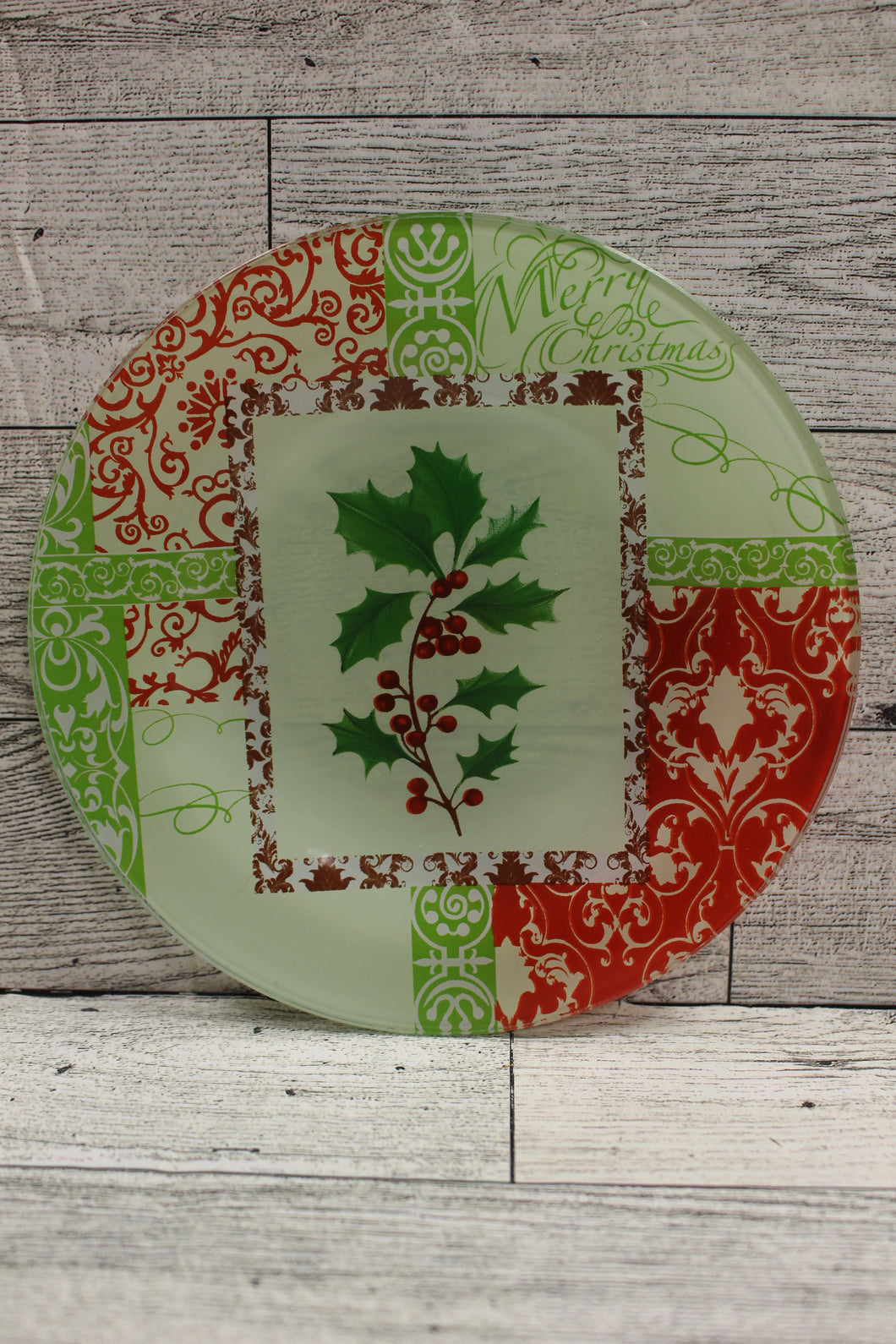 Christmas Decorative Glass Plate Decoupage Design - 6