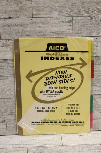 Vintage AICO Gold Line Indexes Rip-proof Binder Paper Dividers -New