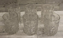 Load image into Gallery viewer, Set of 6 Crystal Starburst Old Fashion Glasses Cups - Clear - Used