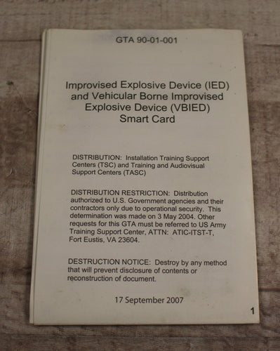 Improvised Explosive Device (IED) & Vehicular Borne Improvised Explosive Device (VBIED) Smart Card
