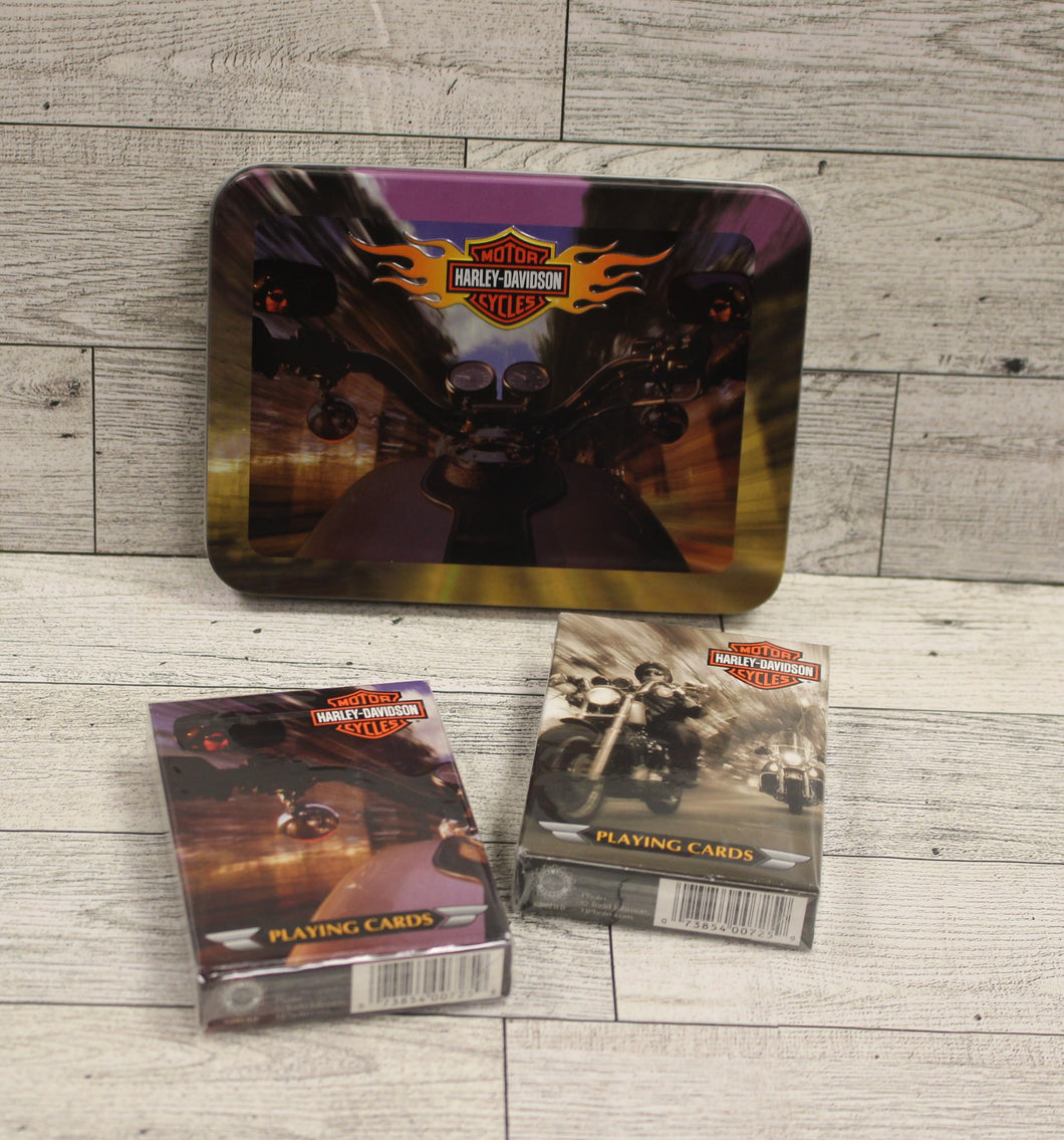 Harley-Davidson 2002 Collectible Tin with 2 Decks of Playing Cards - New