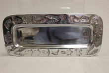 Load image into Gallery viewer, Mexican Pewter Christmas Serving Tray - 14" x 6" - Used