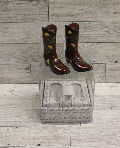 Western Boots Salt & Pepper Shakers - Yellow Rose of Texas - New