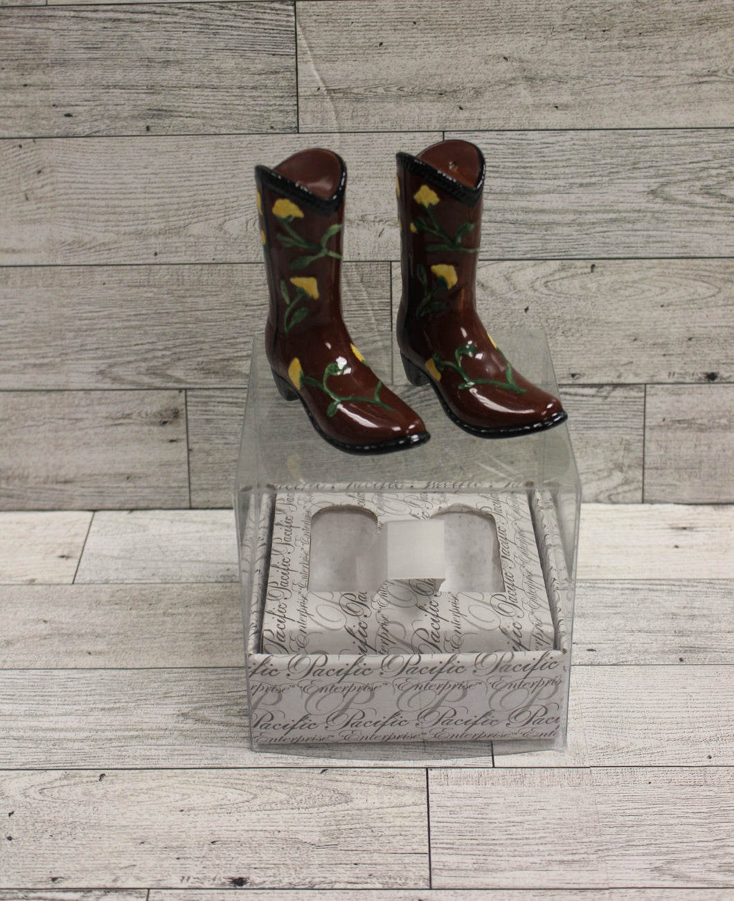 Western Boots Salt & Pepper Shakers - Yellow Rose of Texas - New
