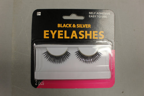 Self Adhesive Black and Silver Faux Eyelashes - New