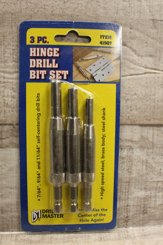 Drill Master 3-Piece Hinge Drill Bit Set -New