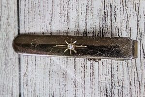 Anson Gold Plated Tie Clip With Clear Stone - Used