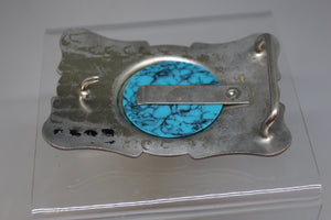 Vintage Faux Turquoise Western Themed Belt Buckle - Used