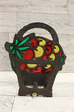 Load image into Gallery viewer, Cast Iron Metal Stained Glass Basket with Cherries Napkin Holder - Used
