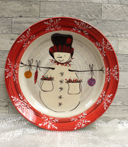 Vietri Italy Christmas Snow Day Chop Plate/Platter - 13 Inches - Used