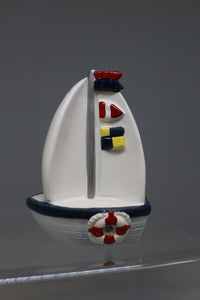 Vintage Lighthouse & Sailboat Mini Salt & Pepper Shakers - Used