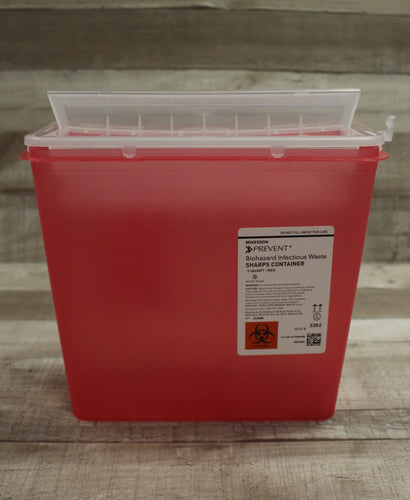 McKesson Biohazard Infectious Waste Sharps Container - 5 Quart - Red - New