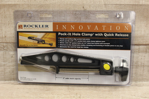 Rockler Pock-It Hole Clamp With Quick Release -New
